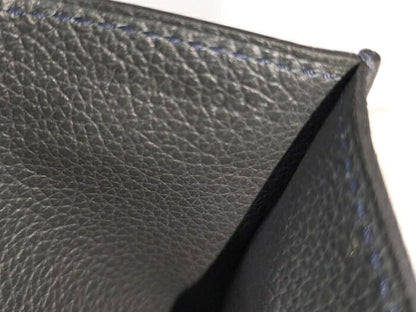 Hermes Citizen Twill Silk Quinn Card Case Leather Grayish W Engraved