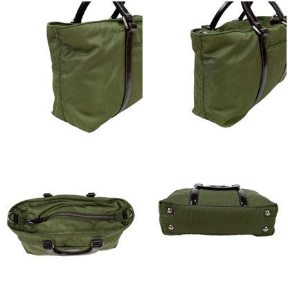 Prada 2WAY Mini Tote Shoulder Bag Triangle Logo Tessuto Nylon Khaki Green