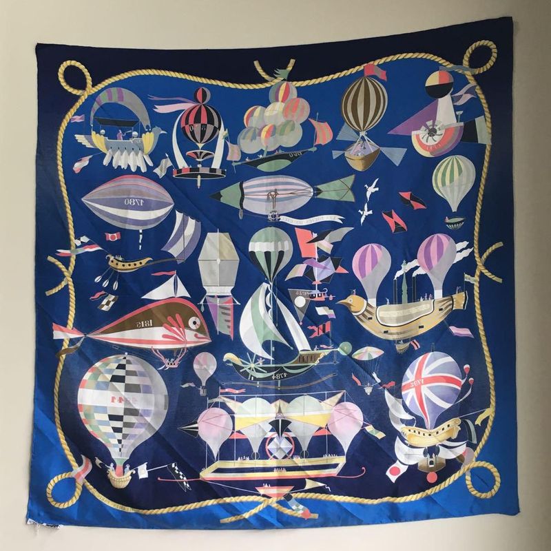 Hermes Carre Scarf Silk Sky Madness Balloon Shawl
