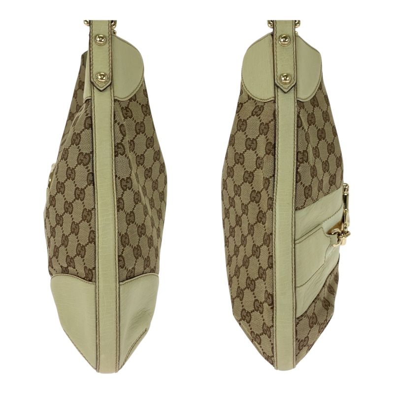 Gucci Horsebit Beige Ivory Gold Hardware GG Canvas 137386 Shoulder Bag Women
