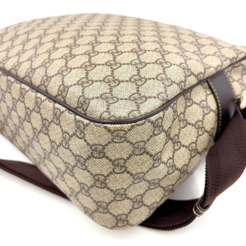Gucci Crossbody GG Supreme PVC Brown Shoulder Bag Gold 211107