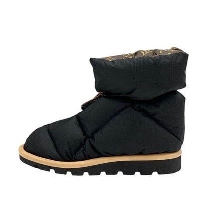 Louis Vuitton Pillow Line Monogram Boots Short Boots Shoes Nylon Black Brown