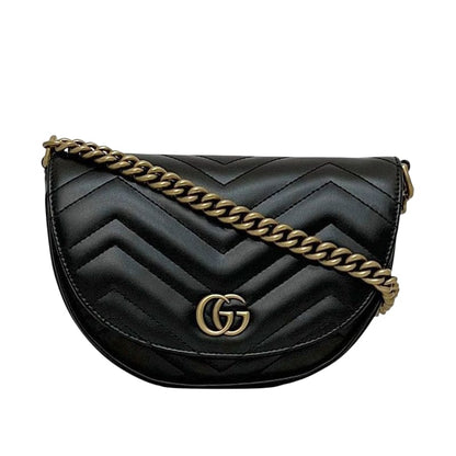 Gucci Chain Shoulder Bag Black Ggmarmont 746431