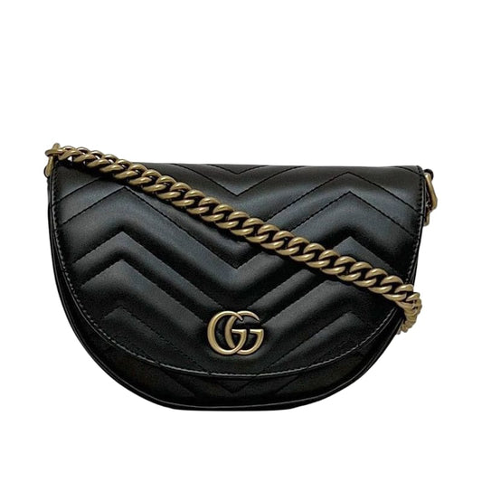 Gucci Chain Shoulder Bag Black Ggmarmont 746431