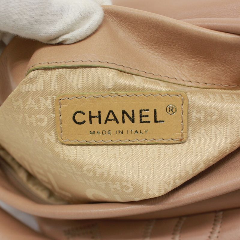 Chanel Coco Mark One Shoulder Bag Calfskin Beige Handbag Gold