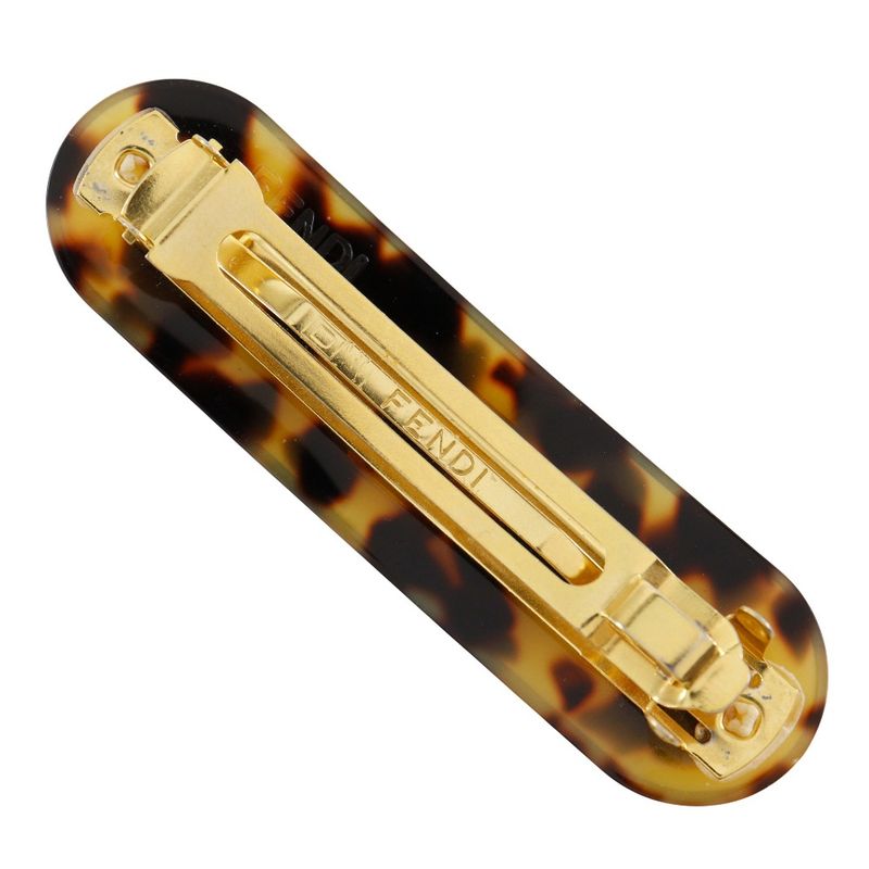 Fendi Fflogo Leopard Print Synthetic Resin Gold Women's Barrette