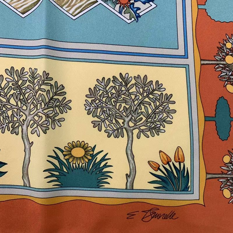 Hermes Carre 90 Scarf Silk Paridaiza Paradise Orange