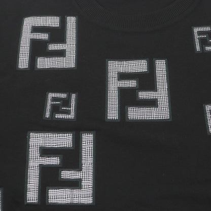 Fendi Fy0178 100% Cotton FF Logo Zucca Patch Sweatshirt Black S Made In Italy