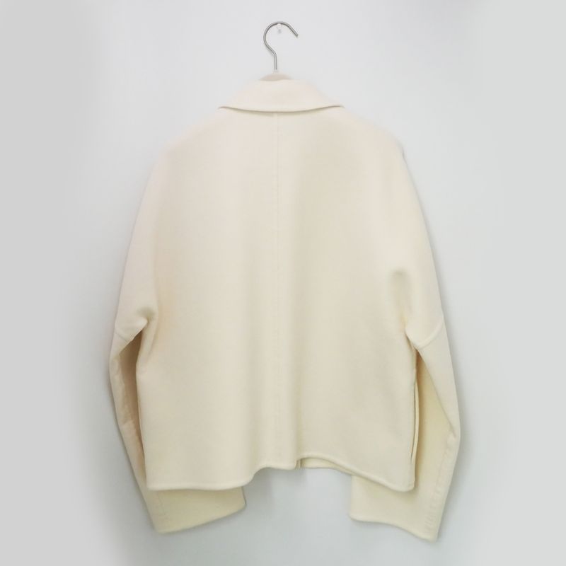 Hermes Serie Button Short Coat 3h0102da 40 Off-white Jacket Cashmere