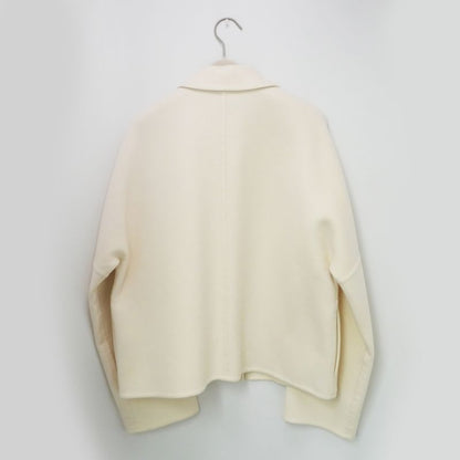 Hermes Serie Button Short Coat 3h0102da 40 Off-white Jacket Cashmere
