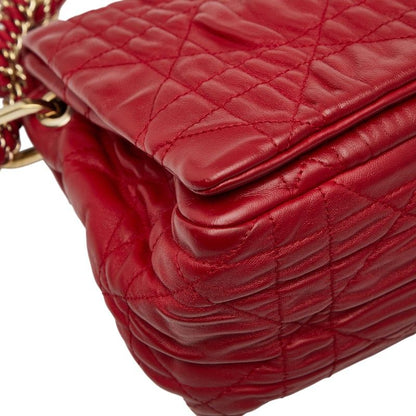 Dior Cannage Chain Shoulder Bag Handbag Red Leather Women's Dior