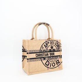 Christian DIOR Book Tote Small Tote Bag Jute Canvas