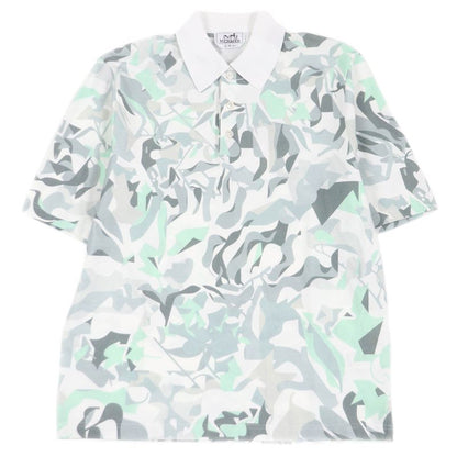 Hermes 23SS 100% Cotton All-over Pattern Shell Button Short-sleeved Polo Shirt