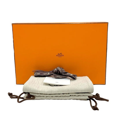 Hermes Groupie Flat Shoes Denim Leather Light Blue Brown Unused Mule Slipper