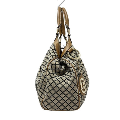 Gucci Tote Bag Sookiediamante 211944 Beige And Black And Brown Leather