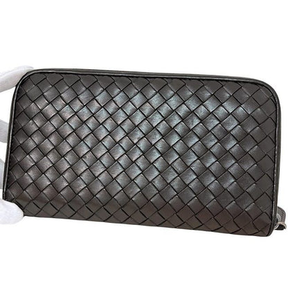 Bottega Veneta Round Zipper Long Wallet Brown Intrecciato Excellent Condition