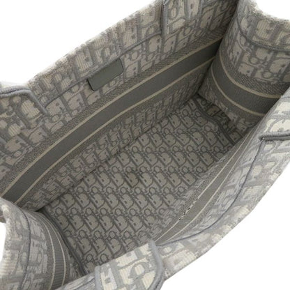 Christian Dior Tote Bag Book Tote Medium Canvas Gray Handbag Embroidery Oblique