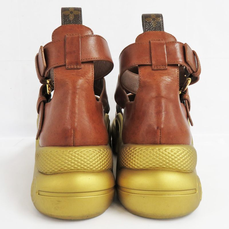 Louis Vuitton Sandals LV Akrite Monogram Brown Gold 36 23.0cm (9.06in)