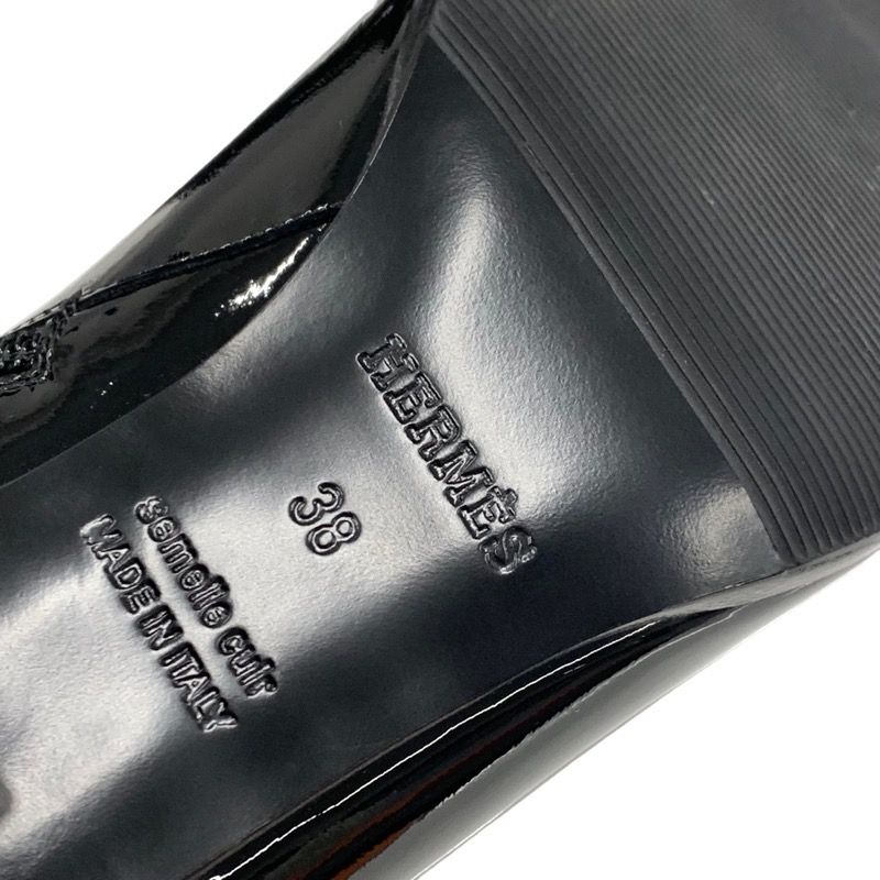 Hermes Saint Germain Boots Short Boots Shoes Patent Black Silver Kelly Hardware