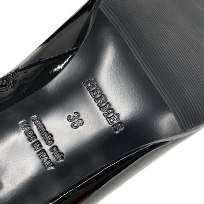 Hermes Saint Germain Boots Short Boots Shoes Patent Black Silver Kelly Hardware