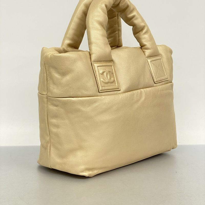 Chanel Tote Bag Coco Cocoon Leather Beige Gold Hardware Women's