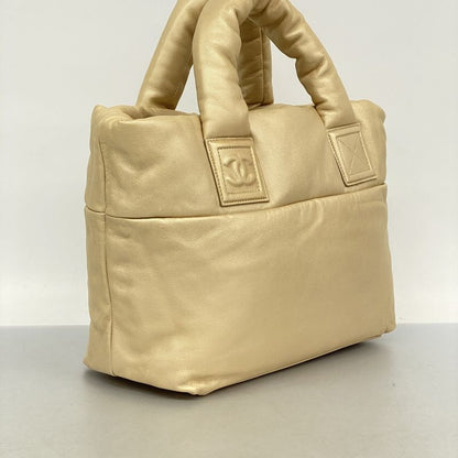 Chanel Tote Bag Coco Cocoon Leather Beige Gold Hardware Women's