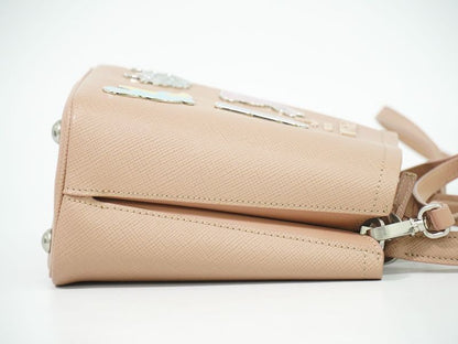 Authentic Prada Pannier Small 2WAY Shoulder Bag Handbag Pochette Leather Pink