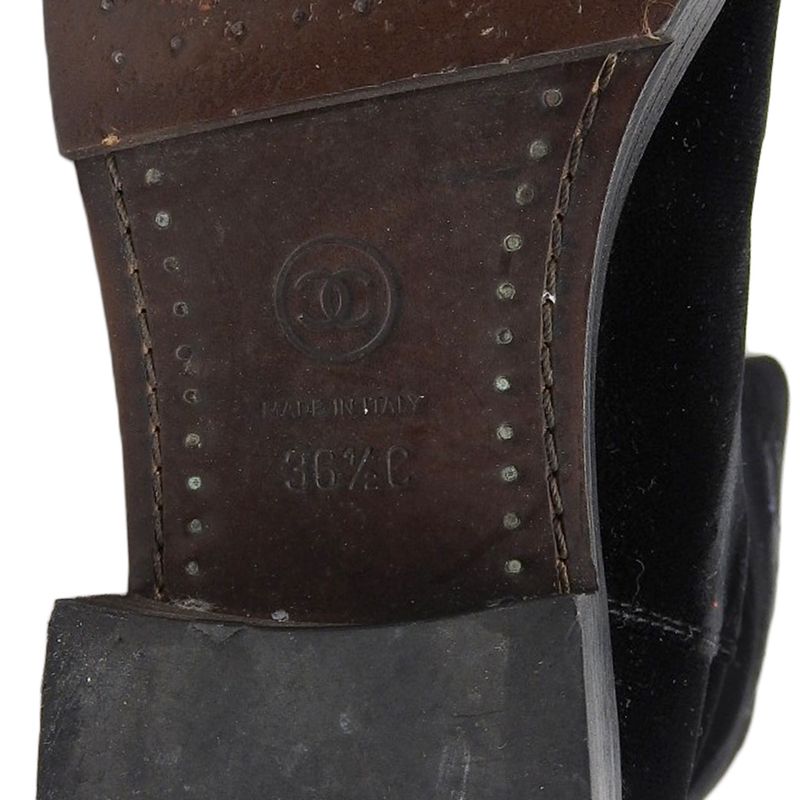 Chanel Deca Coco Mark Velvet Long Boots 36.5 23-23.5cm (9.25in) Pecos Boots