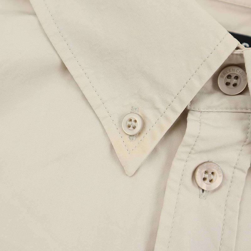 Balenciaga 21aw Embroidered Wide Fit Shirt 675642 Tkm10 Beige 38