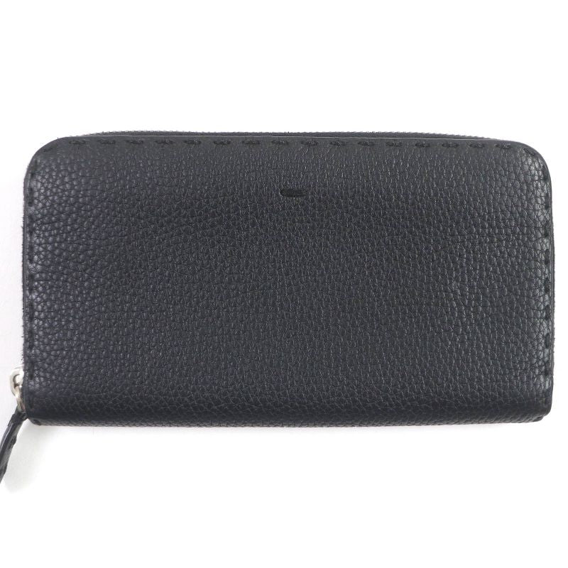 Fendi 7m0210 Selleria Stitching Round Zipper Leather Long Wallet Long