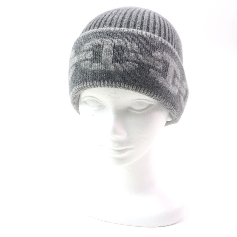 Hermes Chaine D'ancre 99% Cashmere Hat Knit Cap Gray M Storage With Bag Made