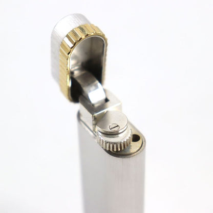 Cartier New Shape Oval Roller Lighter Silver Gold Ignition