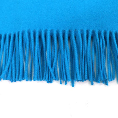 Hermes 100% Cashmere Logo Embroidered Large Size Scarf With Fringe Shawl Scarf