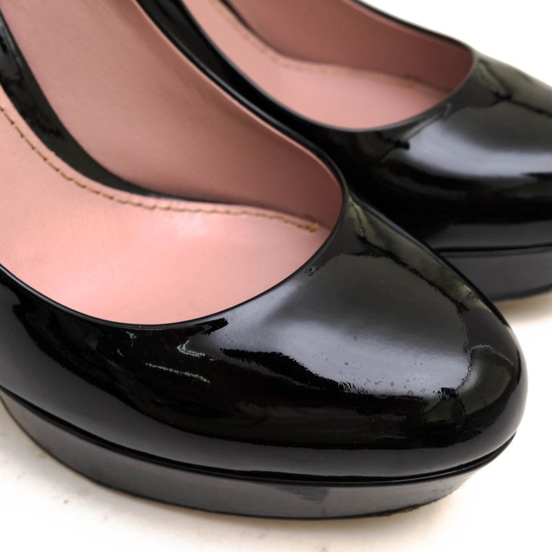 Gucci Pumps Shoes Women Women's Enamel Patent Leather Genuine Black Plain Toe