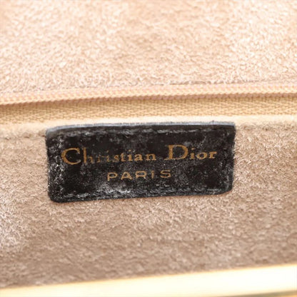 Vintage Christian Dior Clasp Leather Handbag Tote Black Gold Hardware Genuine
