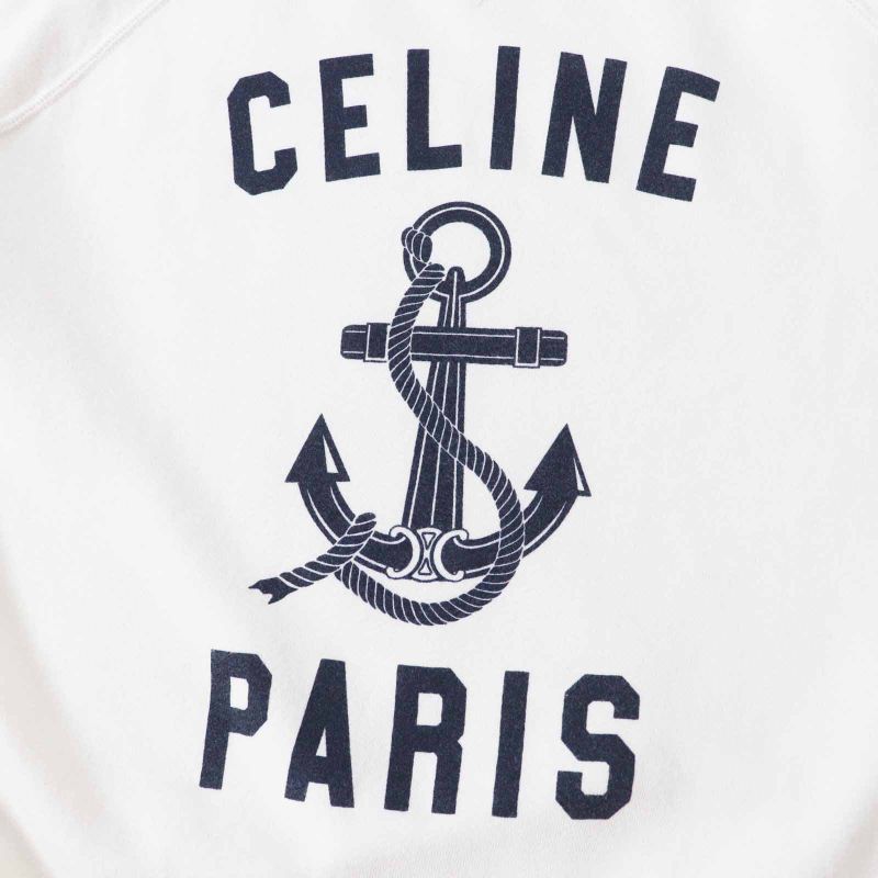 Celine 2y244450i Cotton Cashmere Anchor Print Long Sleeve Sweatshirt Off White