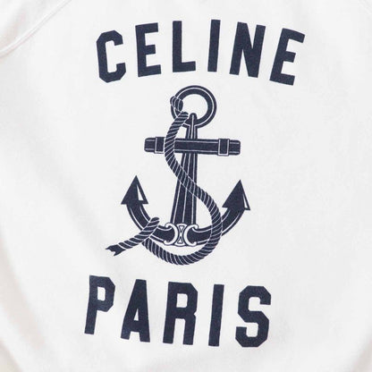 Celine 2y244450i Cotton Cashmere Anchor Print Long Sleeve Sweatshirt Off White