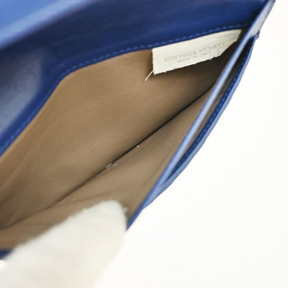 Bottega Veneta Long Wallet Intrecciato Fold Wallet Blue Leather 39kb006