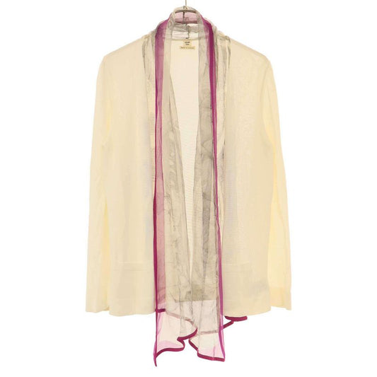 Hermes Silk Shawl Docking Rayon Knit Cardigan White 42