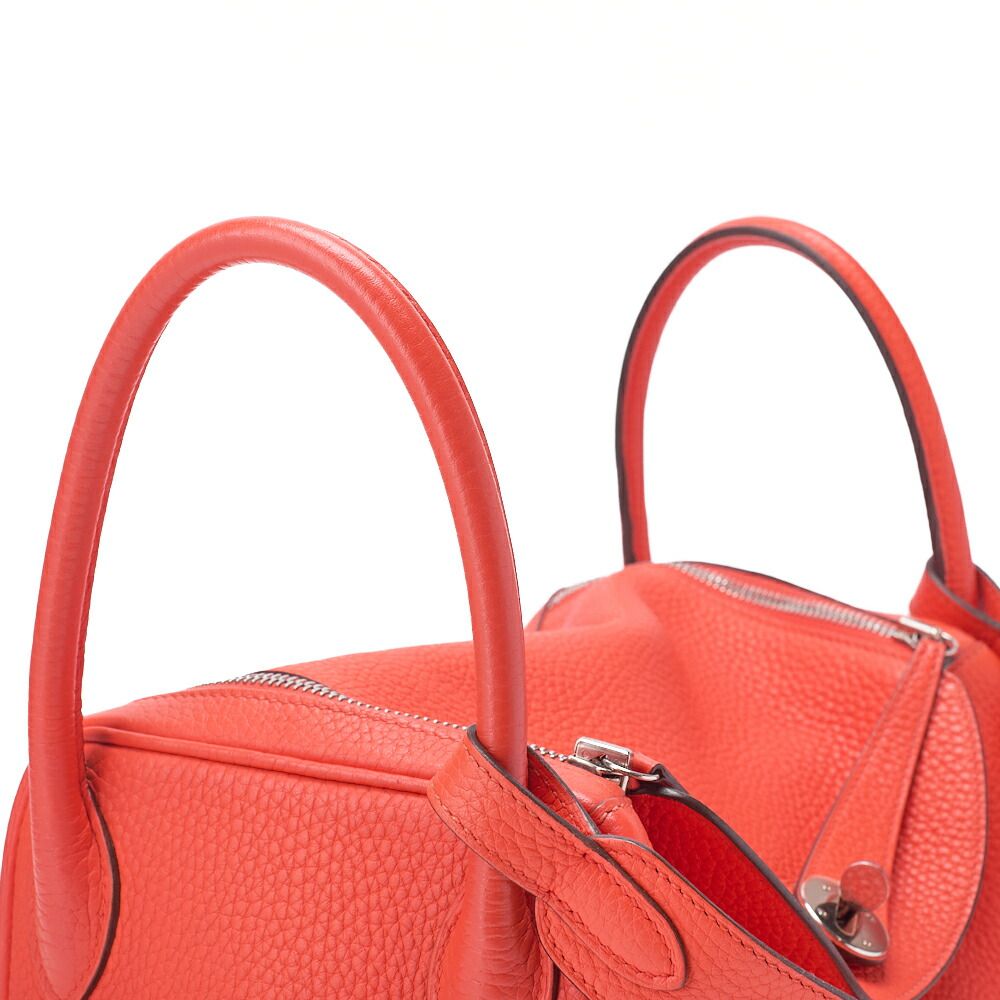 Hermes Lindy 30 2-way Shoulder Bag Taurillon Clemence Orange Poppy Orange Poppy