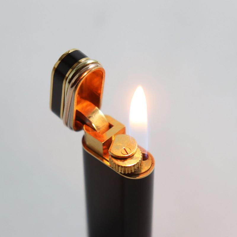 Cartier Trinity Lacquer New Shape Logo Roller Type Gas Lighter Smoking