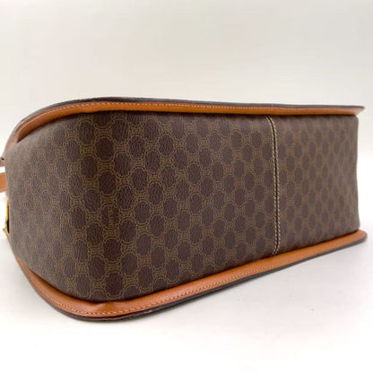 Celine Macadam Leather X PVC Brown Shoulder Bag Gold