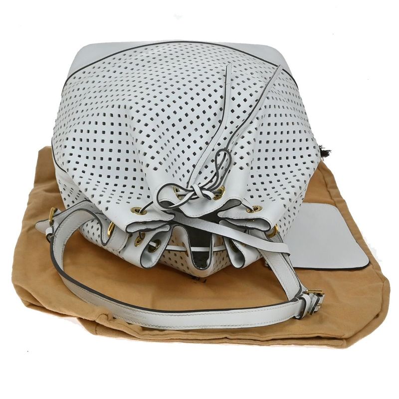 Louis Vuitton Noe Shoulder Bag Perforated Leather White 13ka919