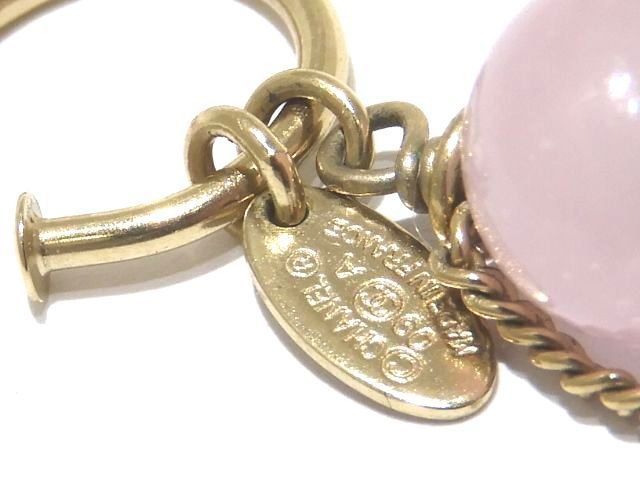 Chanel 09A Chain Earrings Coco Mark Gold Color With Pinkish Stone Ladies