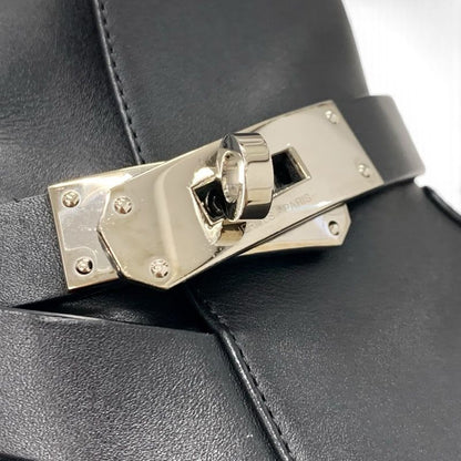 Hermes Frenchie Boots Short Shoes Leather Black Silver Kelly Hardware