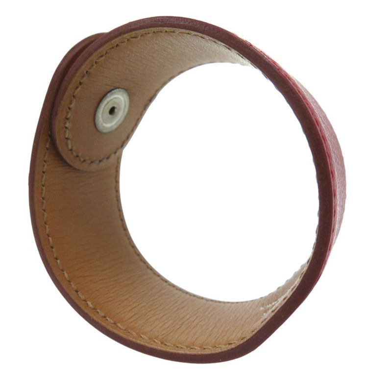Hermes Medor Bangle Leather Metal Red Engraved D 0564 Hermes