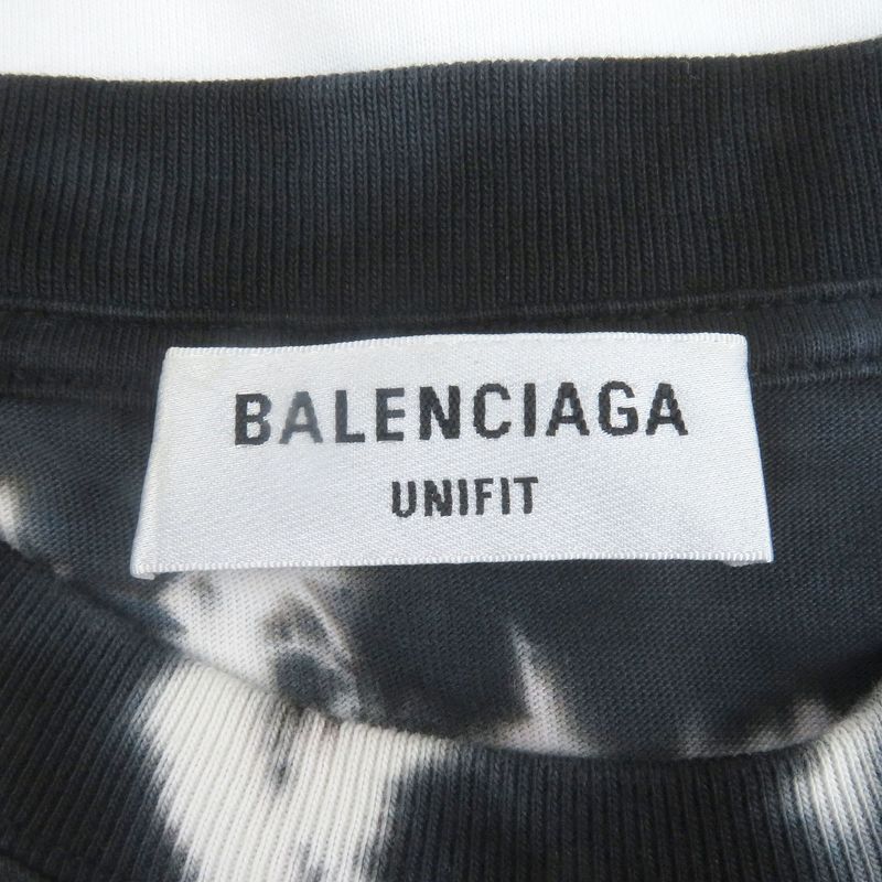 Balenciaga 684155 Tie-dye Pattern Crack Logo Print Oversized Short Sleeve
