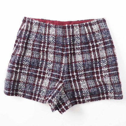CHANEL 22AW P73601 Tweed Shorts With Rhinestone Coco Mark Navy Bordeaux White
