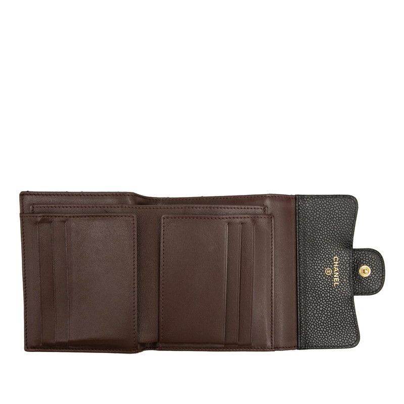 Chanel Matelasse Coco Mark Black Gold Hardware Caviar Skin Women's Chanel