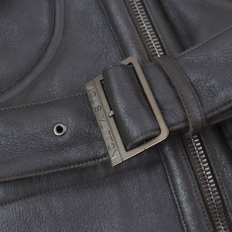 Louis Vuitton 100% Sheepskin Long Length Mouton Coat Brown 46 Made In France